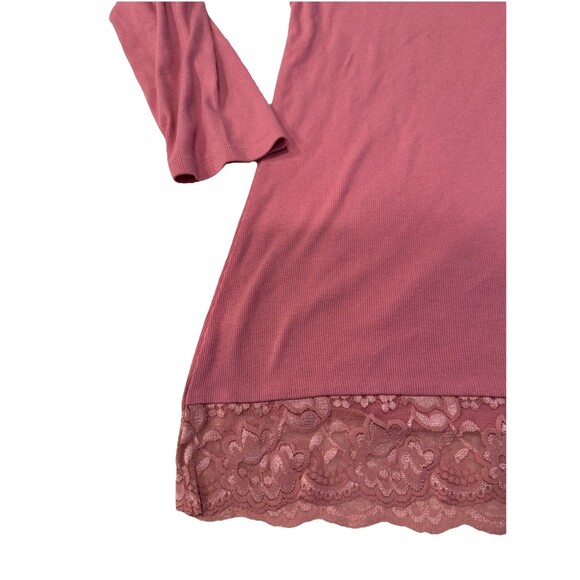 Torrid Lace Trim Tee Top Women’s 3X Cotton Modal Rib Scoop Neck Wild Rose Pink - Picture 4 of 9